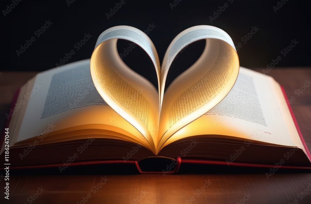 romantic image of heart-shaped book with red flowers on wooden surface - love, knowledge, and growth symbolism. romantic image of heart-shaped book with red flowers on wooden surface - love, knowledge, and growth symbolism.