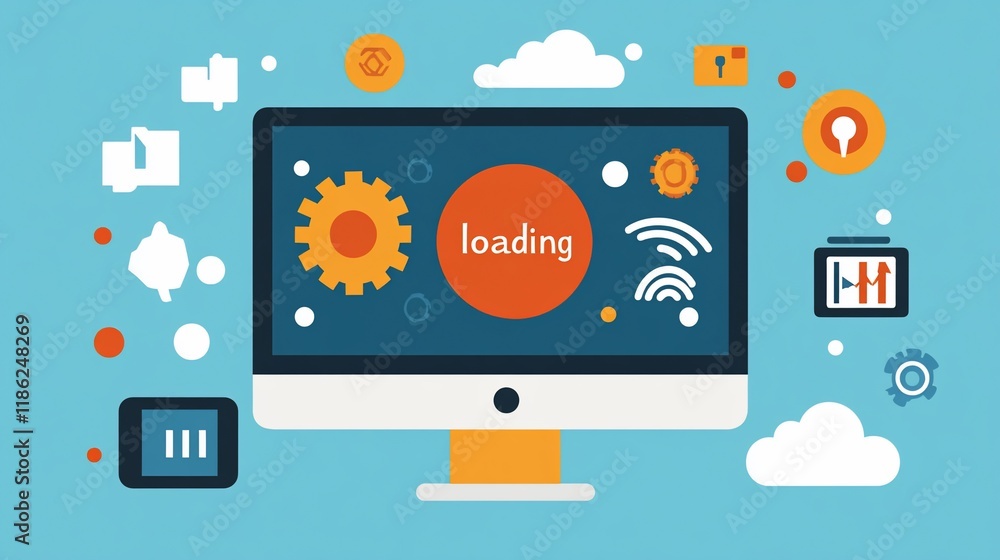 Loading Process: Digital Data Transfer and Cloud Computing Visualization Loading Process: Digital Data Transfer and Cloud Computing Visualization