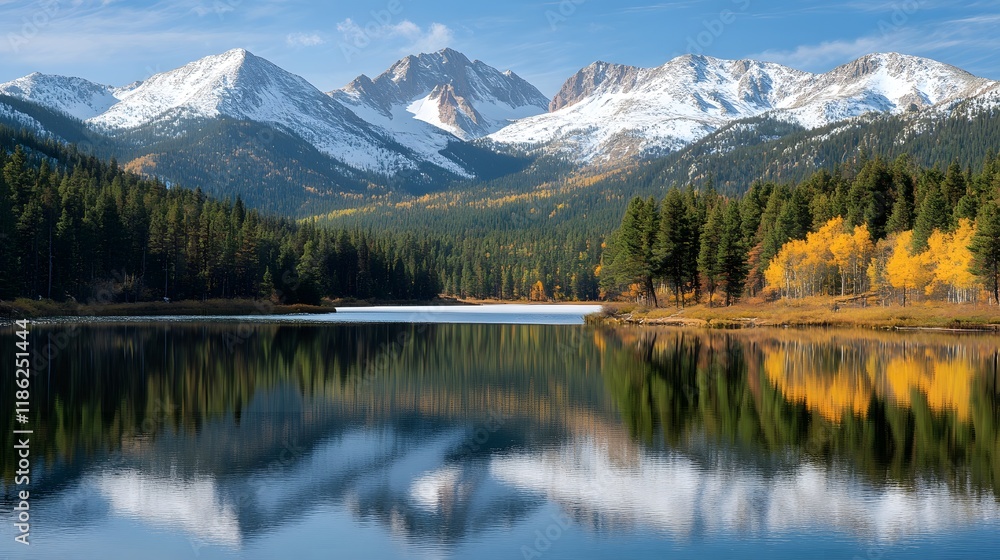 Serene Mountain Reflection: Tranquil Lake Landscape Serene Mountain Reflection: Tranquil Lake Landscape