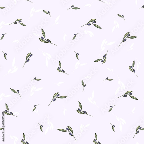 Olive leaves hand drawn leaves seamless pattern for textile