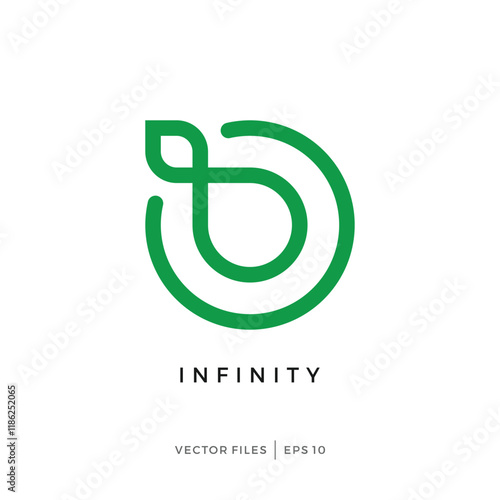 infinity sign logo design comes from leaves and water drops
