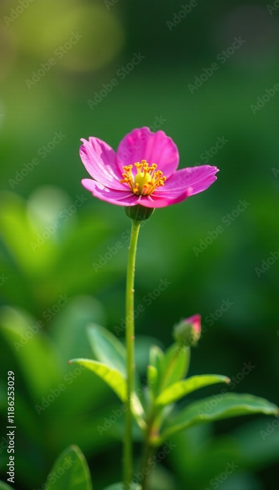 Fototapeta premium Single stem with single tiny flower in the underbrush, single, flower, isolated