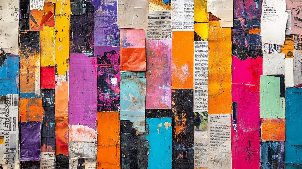 collage art made from ripped newspaper, abstract form, grunge collage art made from ripped newspaper, abstract form, grunge