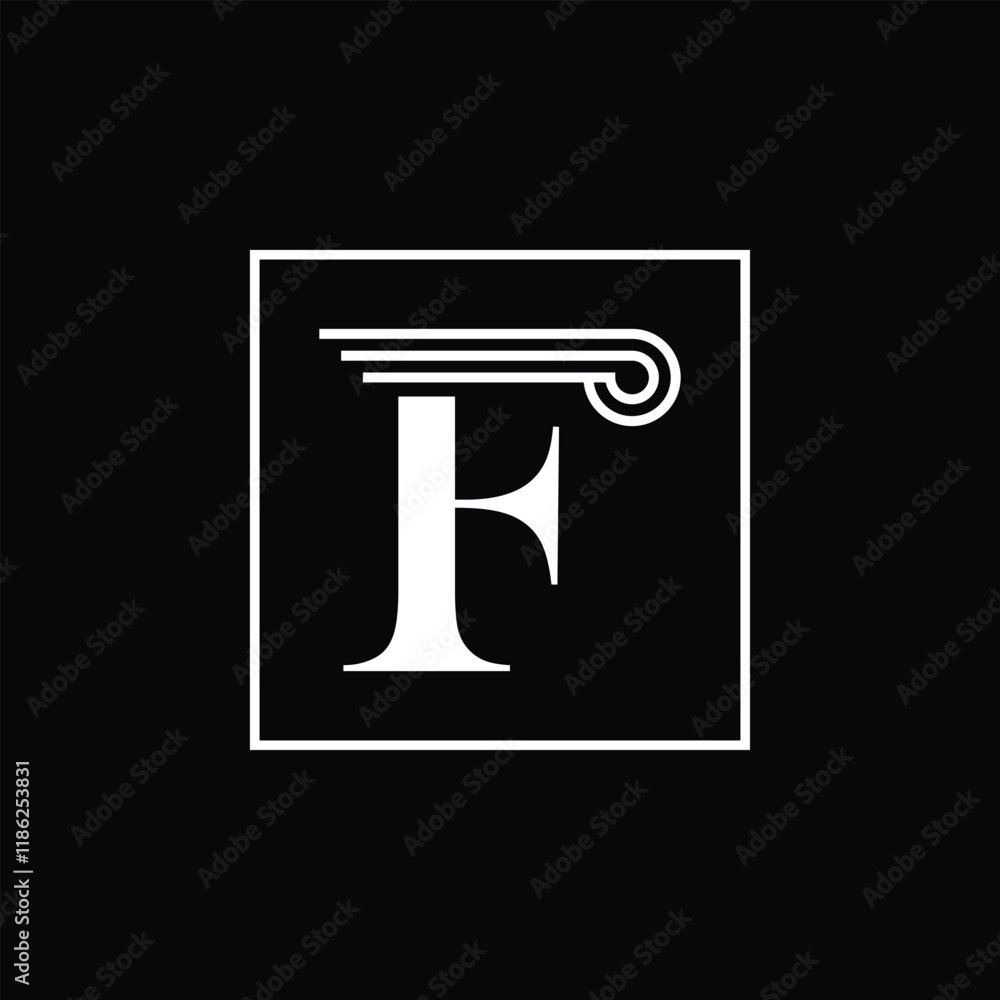 Initial F serif font law logo inside square Initial F serif font law logo inside square