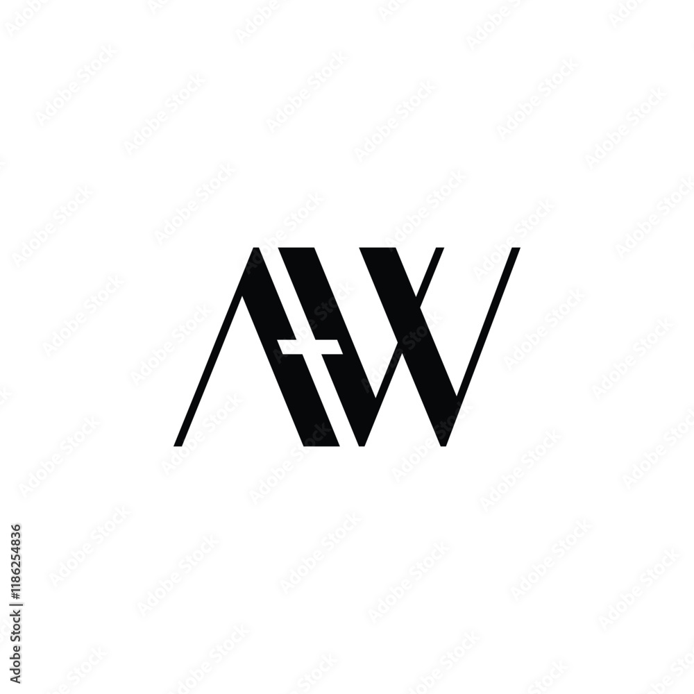 initial letter A plus W logo initial letter A plus W logo