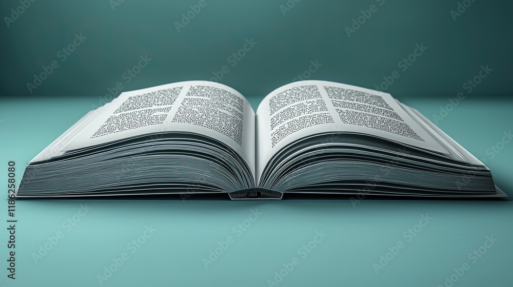 Obraz premium An open book displaying text on a minimalist background.