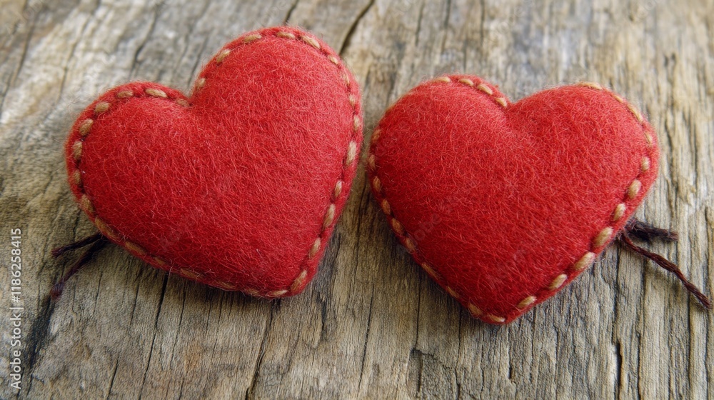 Two red hearts on rustic wooden surface for valentine's day, symbolizing love and romance, perfect for celebrating february 14th
Two red hearts on rustic wooden surface for valentine's day, symbolizing love and romance, perfect for celebrating february 14th