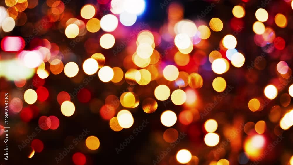 Blurred view of Christmas lights sparkling on a tree in the evening Blurred view of Christmas lights sparkling on a tree in the evening