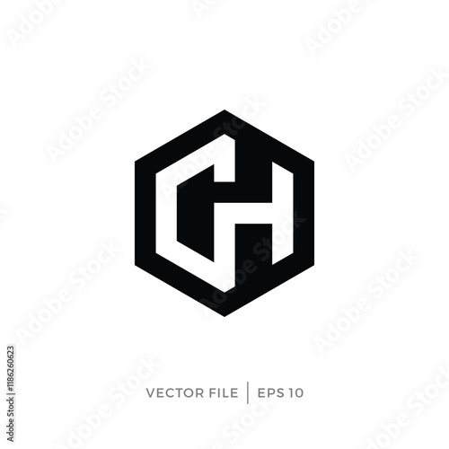initial letter GH HG hexagon logo