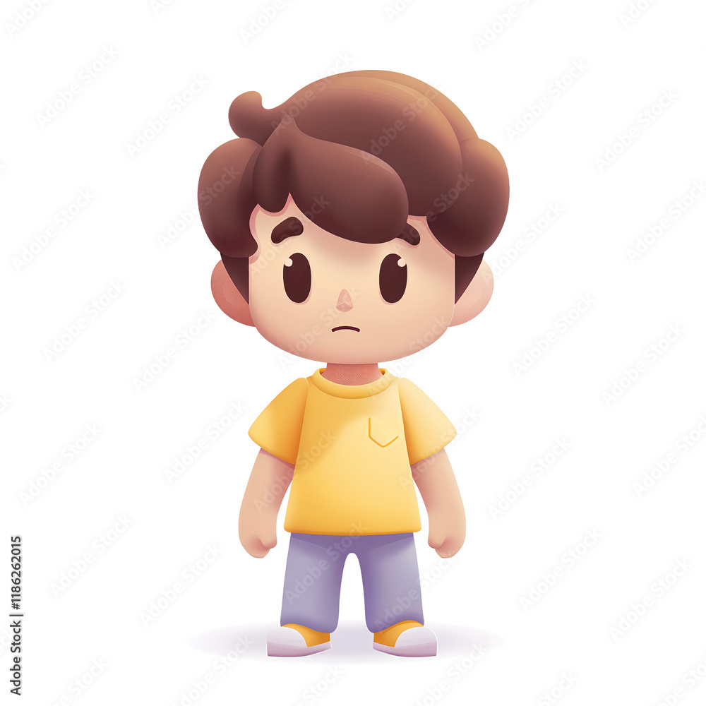 boy icon, with simple shapes and minimal details. The character is wearing yellow , has brown hair boy icon, with simple shapes and minimal details. The character is wearing yellow , has brown hair