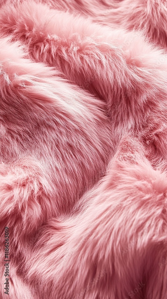 Fototapeta premium Soft pink fluffy textured fabric close-up with fur-like pattern and gentle details in natural light