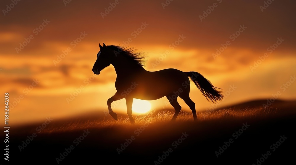 National Horse Protection Day Majestic horse silhouette at sunset in serene landscape