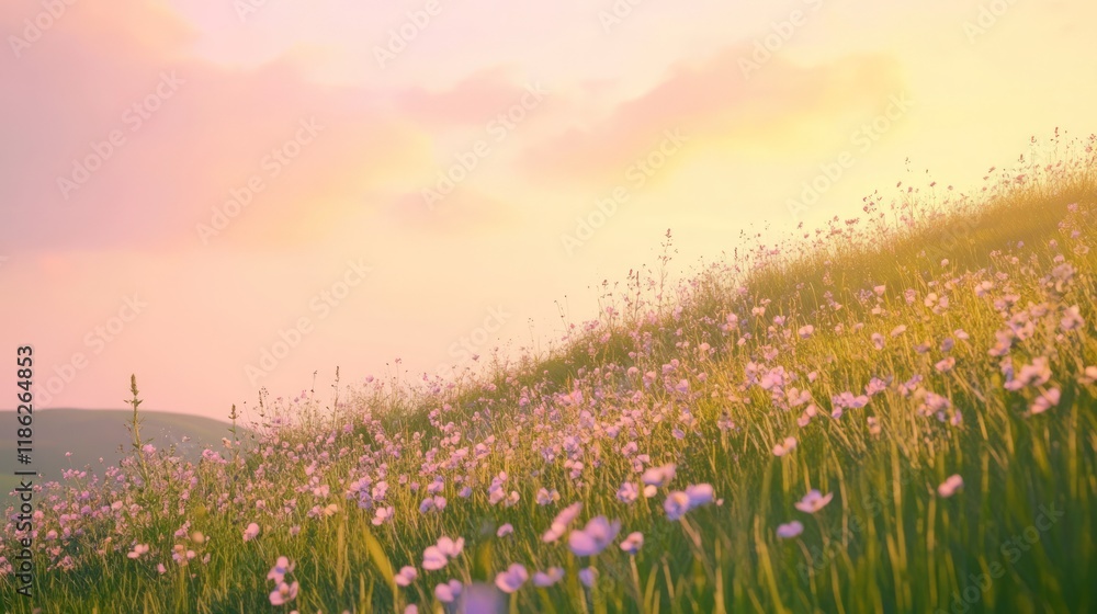 Naklejka premium Sunset Serene A picturesque landscape