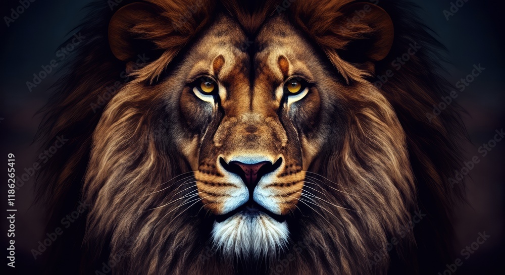 Naklejka premium Majestic lion portrait showcasing strength and beauty