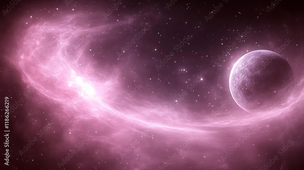 Pink Nebula Swirling Around a Distant Planet Pink Nebula Swirling Around a Distant Planet