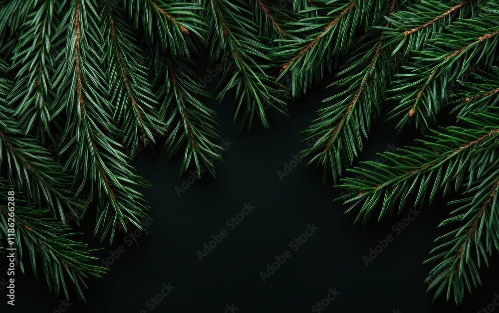 Overlapping evergreen branches with intricate details vibrant green tones forming a natural background ideal for organic and festive themes Overlapping evergreen branches with intricate details vibrant green tones forming a natural background ideal for organic and festive themes