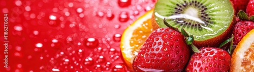 Wallpaper Mural Strawberries citrus slices and kiwi submerged in effervescent water droplets dynamic closeup bursting with vibrant color and refreshing energy Torontodigital.ca