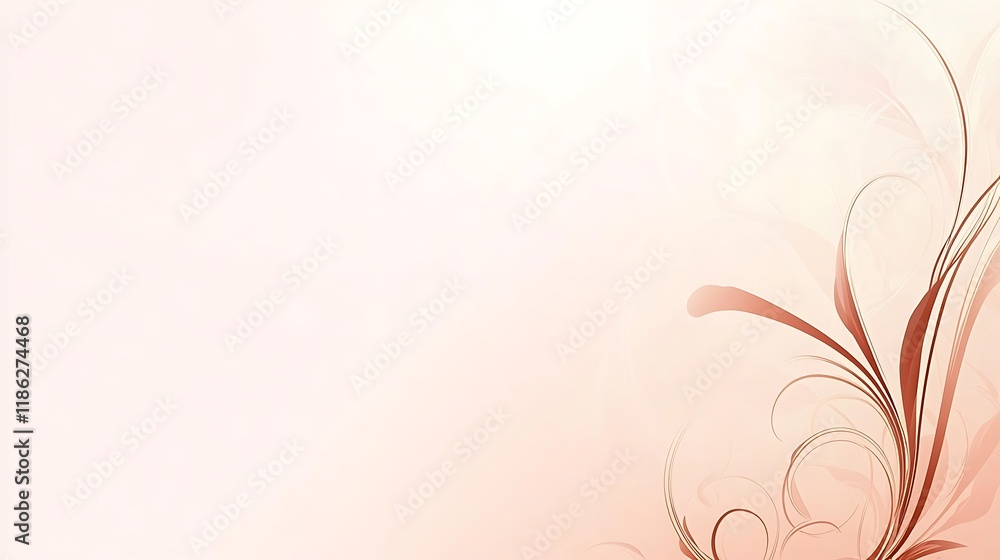 Abstract Peach Background With Elegant Brown Floral Design Abstract Peach Background With Elegant Brown Floral Design