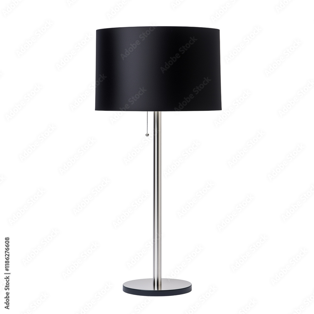 Modern tripod floor lamp | Black lampshade with tripod stand, isolated on white Modern tripod floor lamp | Black lampshade with tripod stand, isolated on white