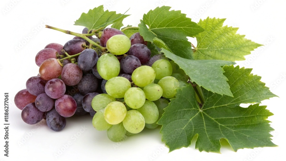 Fototapeta premium Grapes with green leaves