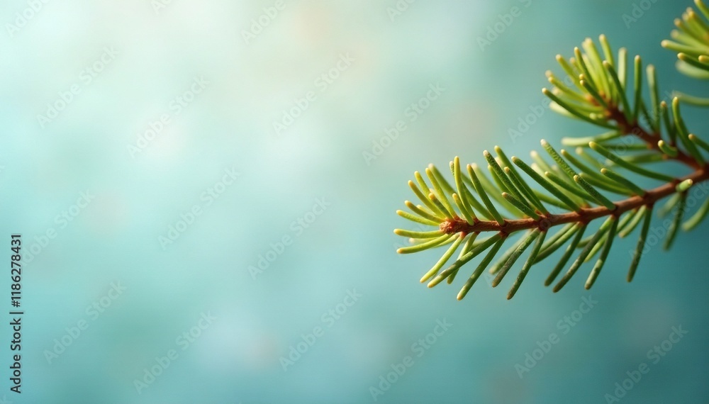 A single, glowing pine branch on a soft pastel background, peaceful, quiet, soothing A single, glowing pine branch on a soft pastel background, peaceful, quiet, soothing