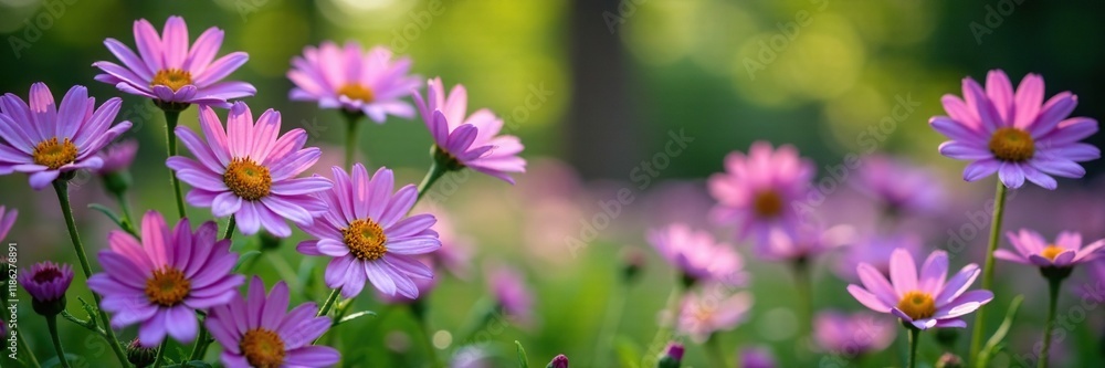 Light purple Dimorphotheca blooms in a lush garden scene, flowers, light purple Light purple Dimorphotheca blooms in a lush garden scene, flowers, light purple