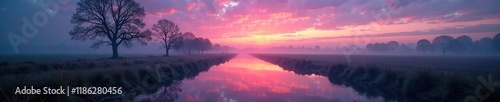 The soft colors of a marais fromentine's surroundings blend seamlessly with the twilight sky, landscape photography, atmospheric effects photo