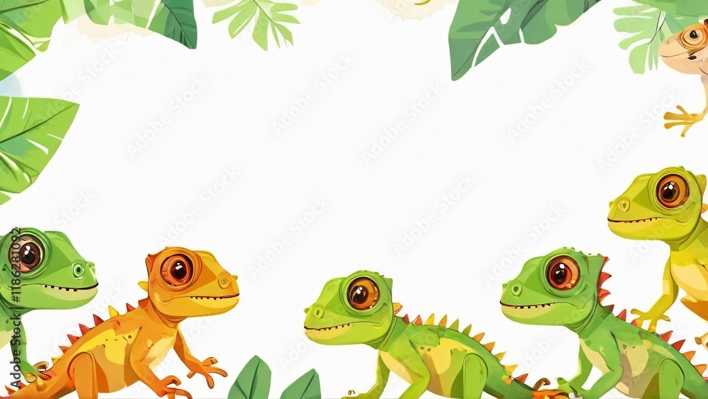 Obraz premium World Lizard Day: stylish minimalistic background with lizards