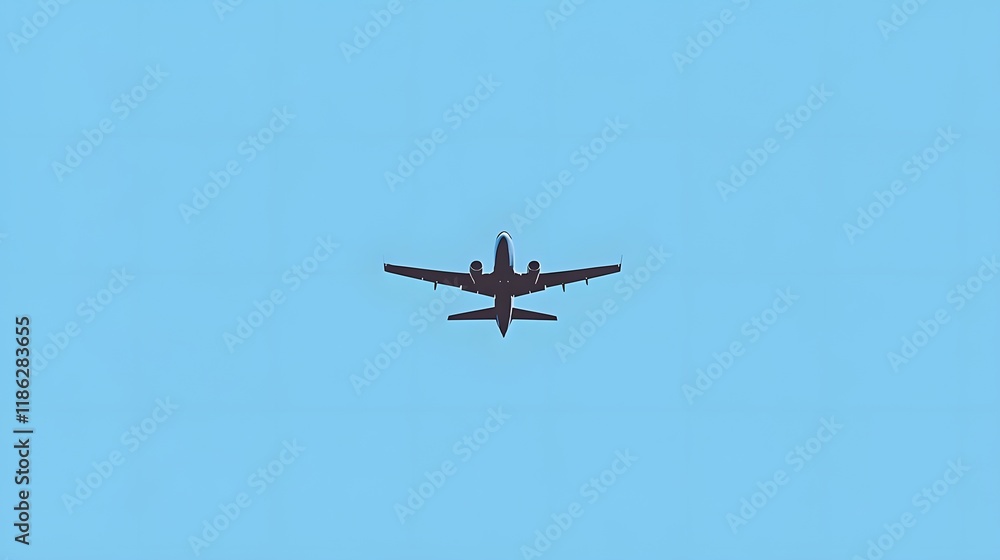 Airplane in Flight Against a Clear Blue Sky Airplane in Flight Against a Clear Blue Sky