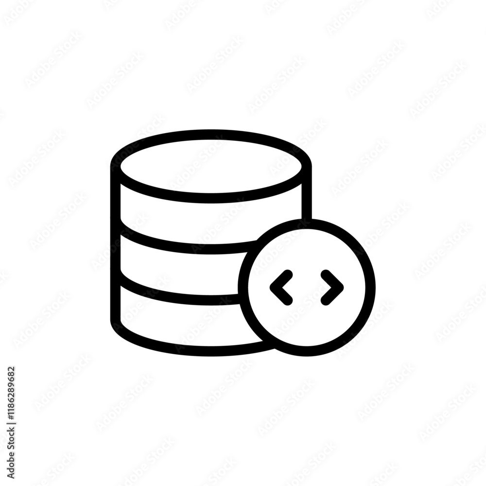 Database code icon Thin vector set Database code icon Thin vector set