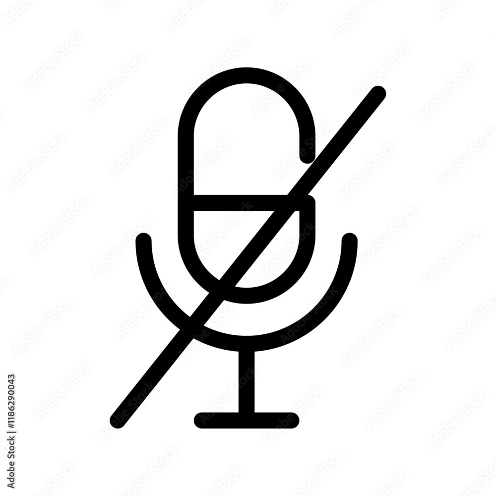 Disable microphone icon Thin vector set Disable microphone icon Thin vector set