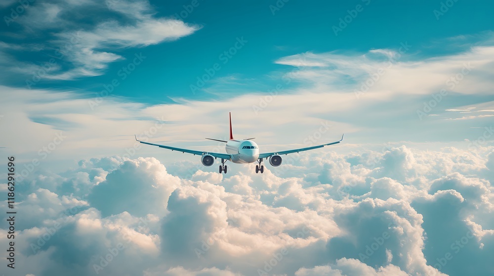Obraz premium Airplane Soaring Above a Sea of Clouds