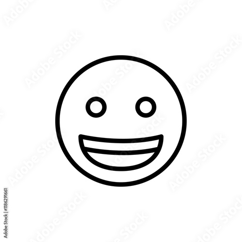 Grinning emoji icon Thin vector set