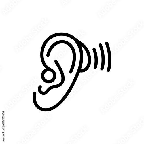 Hearing aid icon Thin vector set