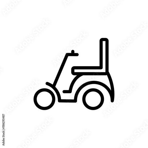 Motorized wheelchair icon Thin vector set