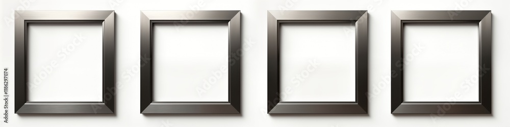Modern minimalist metal chrome square frame for photos. Empty frame for picture. Stylish, blank frame for artwork. Blank photo frame for display. Empty gallery frame. Blank museum picture frame. Modern minimalist metal chrome square frame for photos. Empty frame for picture. Stylish, blank frame for artwork. Blank photo frame for display. Empty gallery frame. Blank museum picture frame.