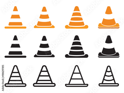 Traffic Cone Icon set vector on white background 