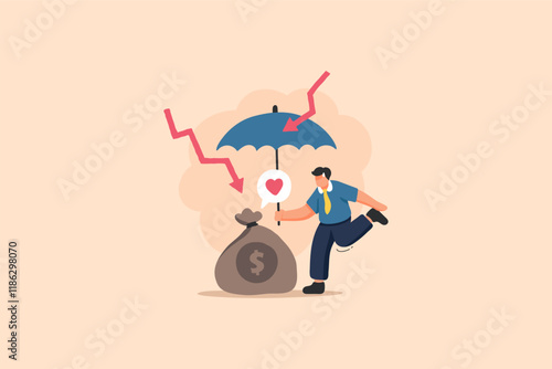 Business and Finance umbrella, insurance, protection illustration