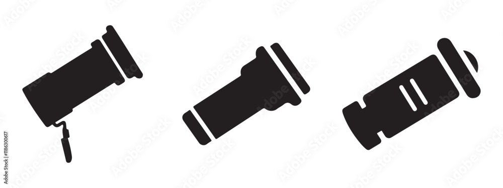 Flashlight silhouette icon set vector art Flashlight silhouette icon set vector art