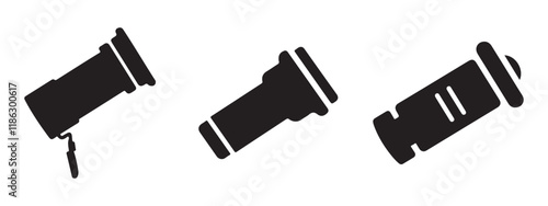Flashlight silhouette icon set vector art 