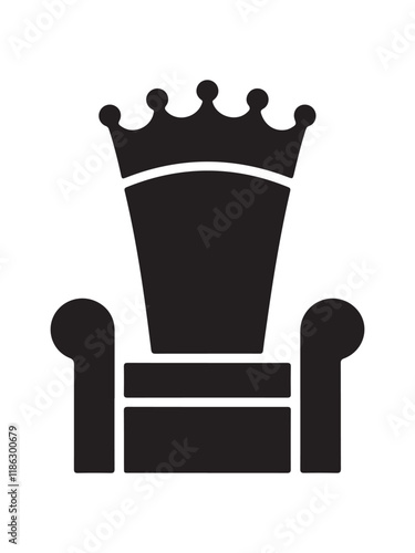 Regal throne chair icon silhouette vector