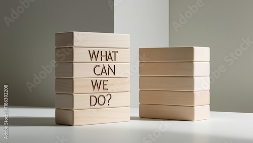 A simple, minimalist arrangement of wooden blocks features the phrase 