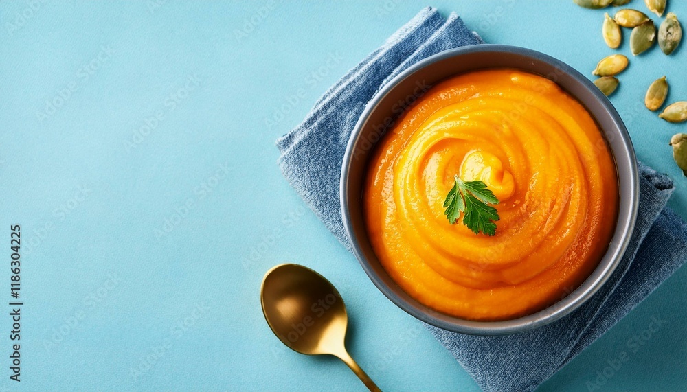 Pumpkin puree served in a bowl Pumpkin puree served in a bowl