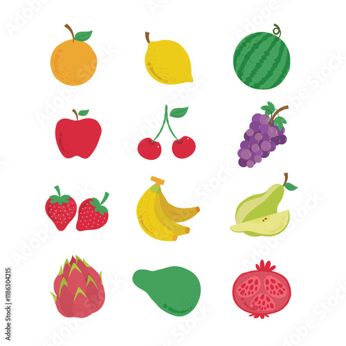 Colorful Illustrated Fruits Collection