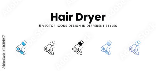 Hair Dryer icons in different style vector stock illustration