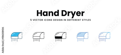Hand Dryer icons in different style vector stock illustration