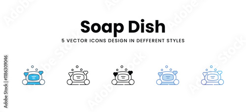 Soap Dish icons in different style vector stock illustration