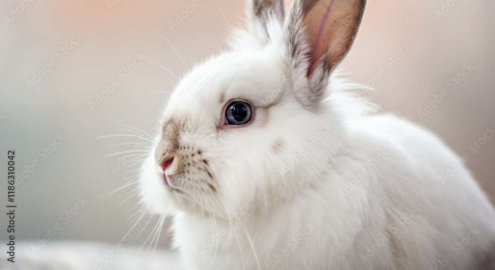 Adorable white rabbit with fluffy fur and expressive eyes Adorable white rabbit with fluffy fur and expressive eyes