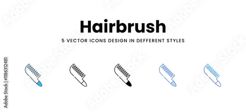 Hairbrush icons in different style vector stock illustration