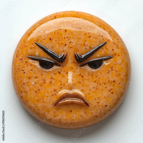 Angry Orange Resin Face 3D Illustration photo